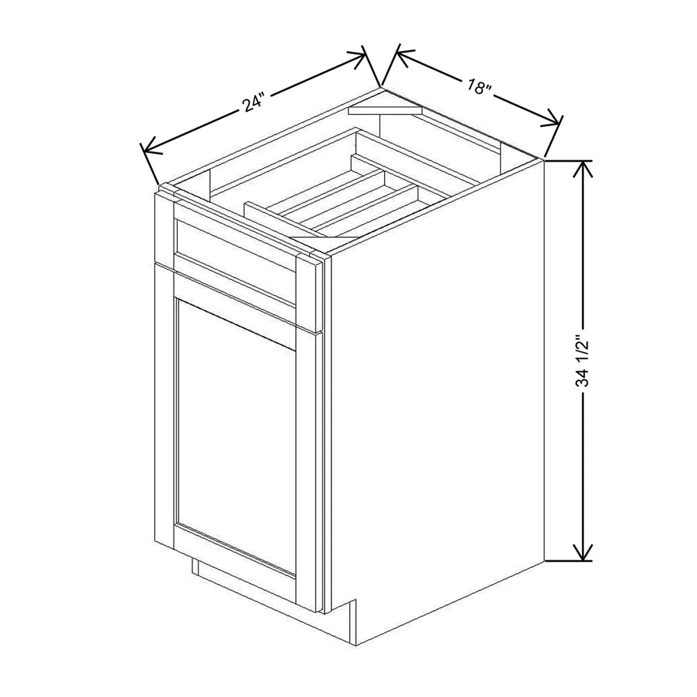 18" W Single Door Base Cabinet With F/I CDAK