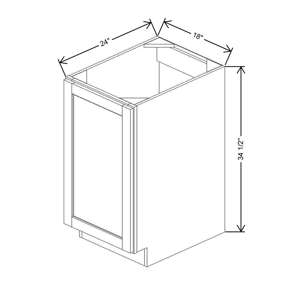 18" W Single Door Base Cabinet With Two DROTCC
