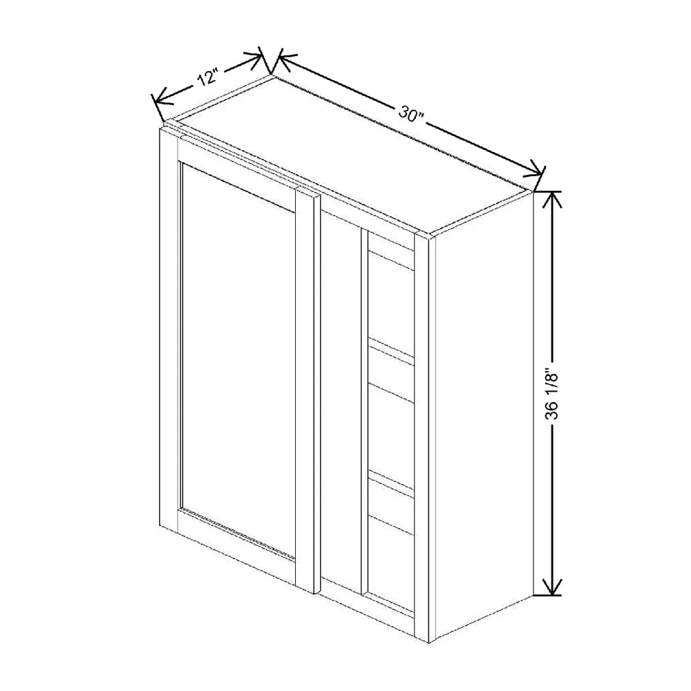 30" To 33" W X 36 1/8" H X 12" D Blind Wall Cabinet {F}
