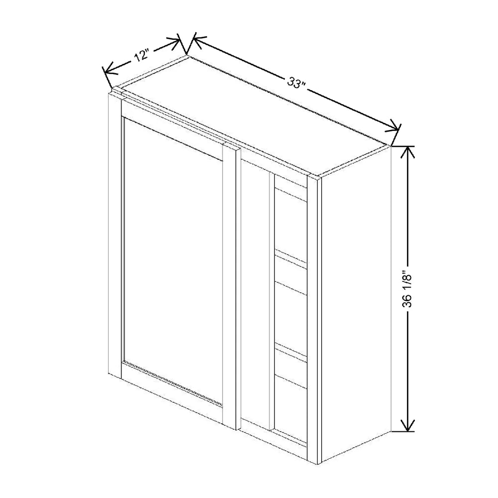 33" To 36" W X 36 1/8" H X 12" D Blind Wall Cabinet {F}
