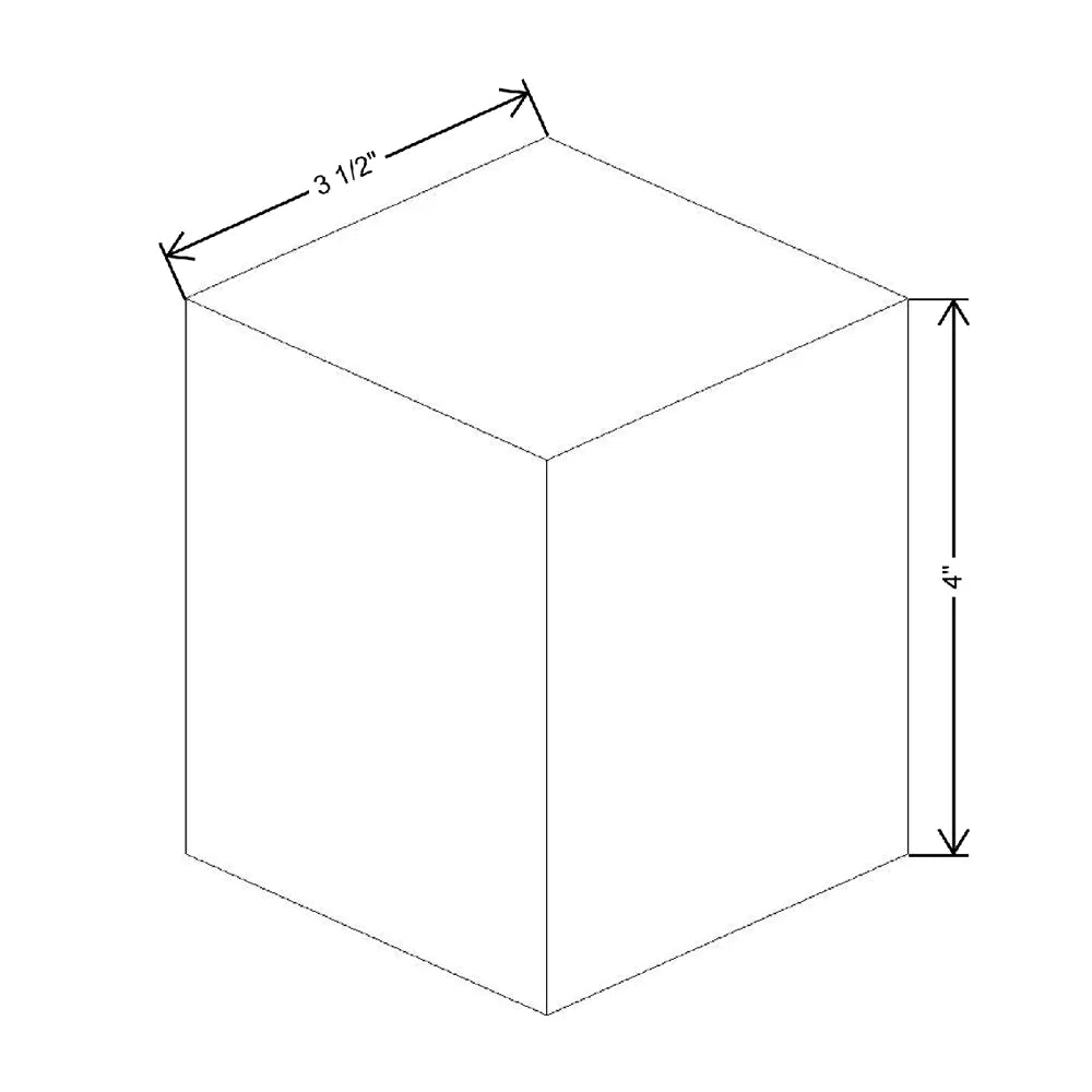 3 1/2" W X 4" H X 3 1/2" D Base Square Foot