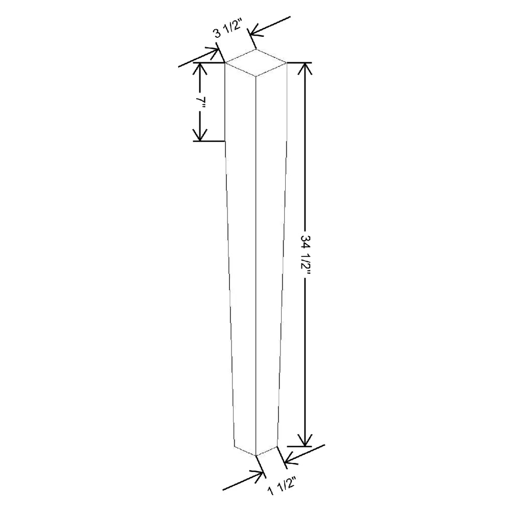 2 9/16" W X 6" H X 2 9/16" D Base Tapered Leg