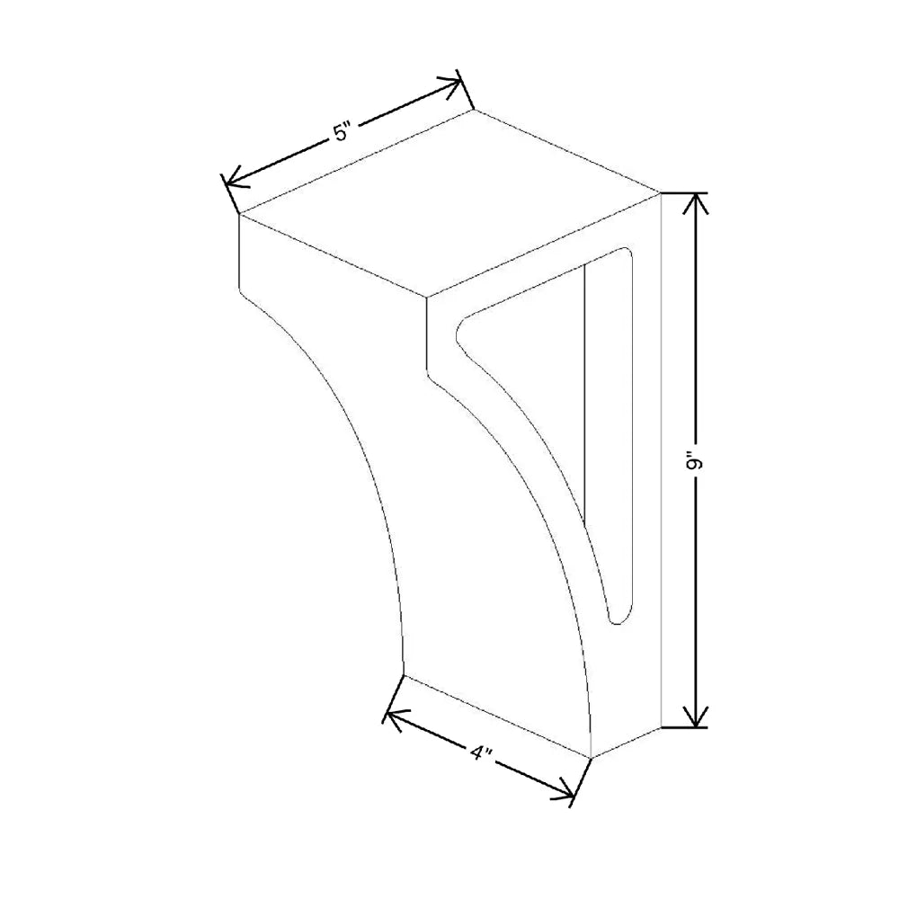 4" W X 9" H X 5" D Medium Wide Cove Corbel