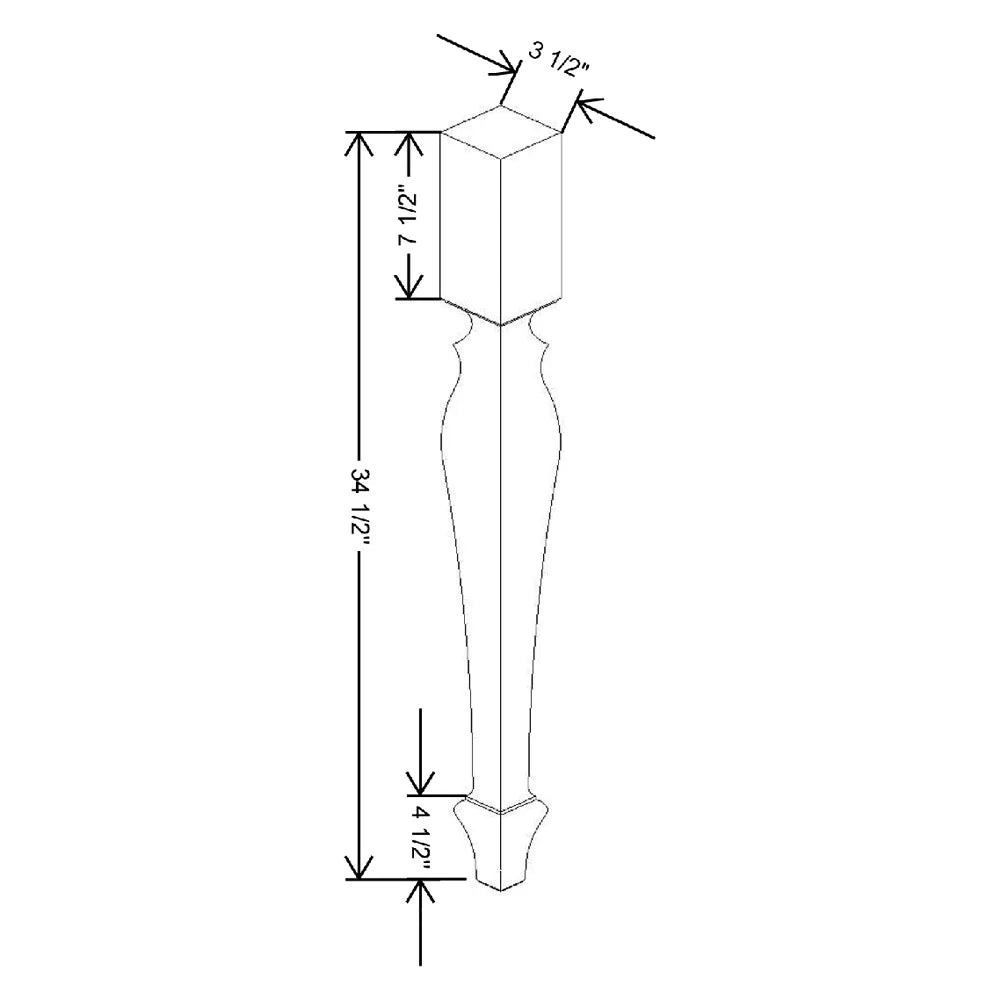 3 1/2" W X 34 1/2" H X 3 1/2" D Chantilly Decorative Leg