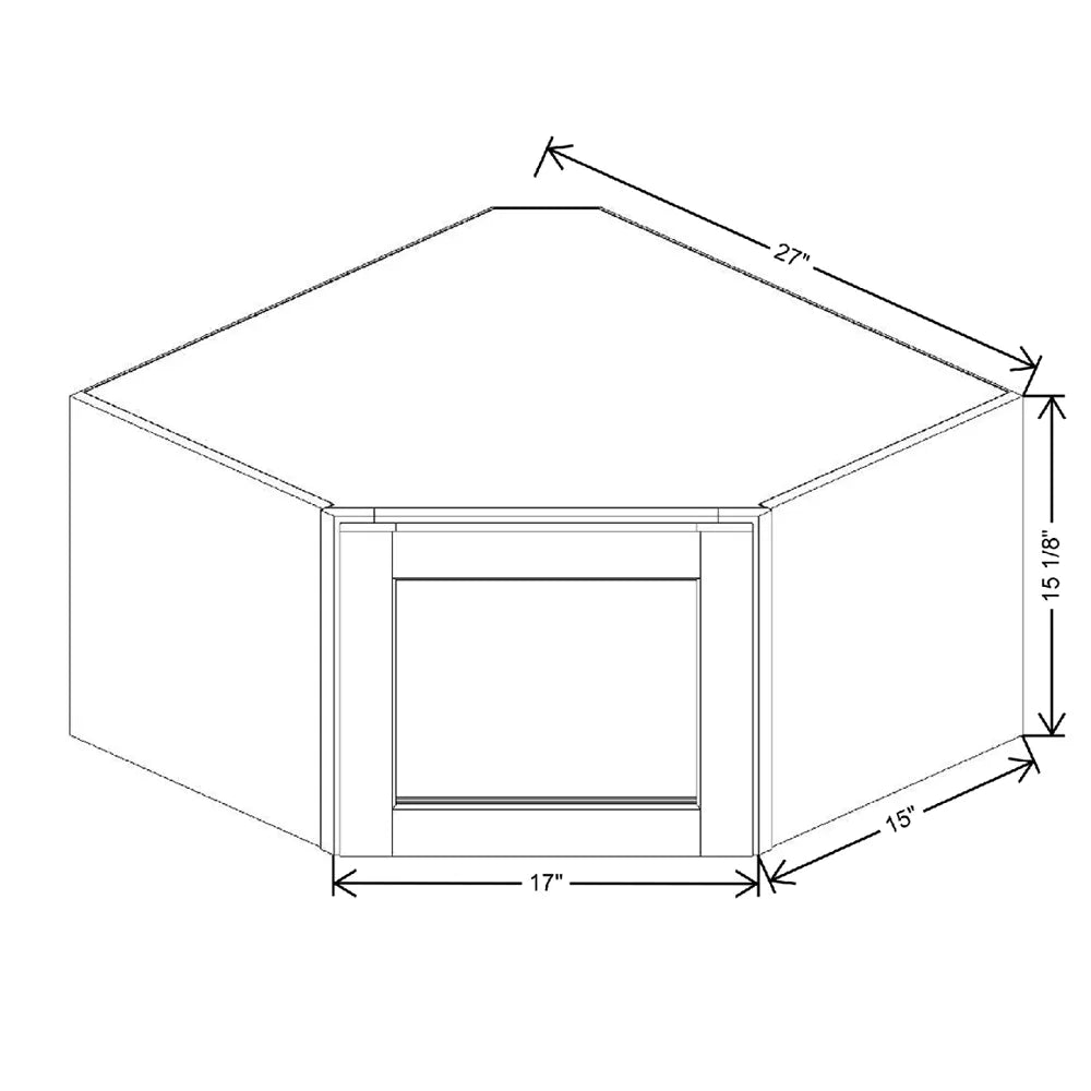 27" W X 15 1/8" H X 15" D Corner Specialty Door Wall Cabinet Clear Glass