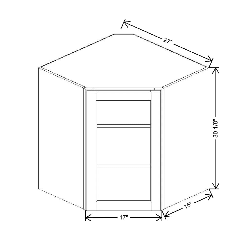 27" W X 30 1/8" H X 15" D Corner Specialty Door Wall Cabinet Open Frame Door