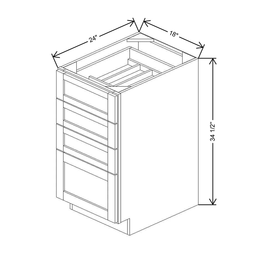 18" W 4 Drawer Base With F/I CDAK