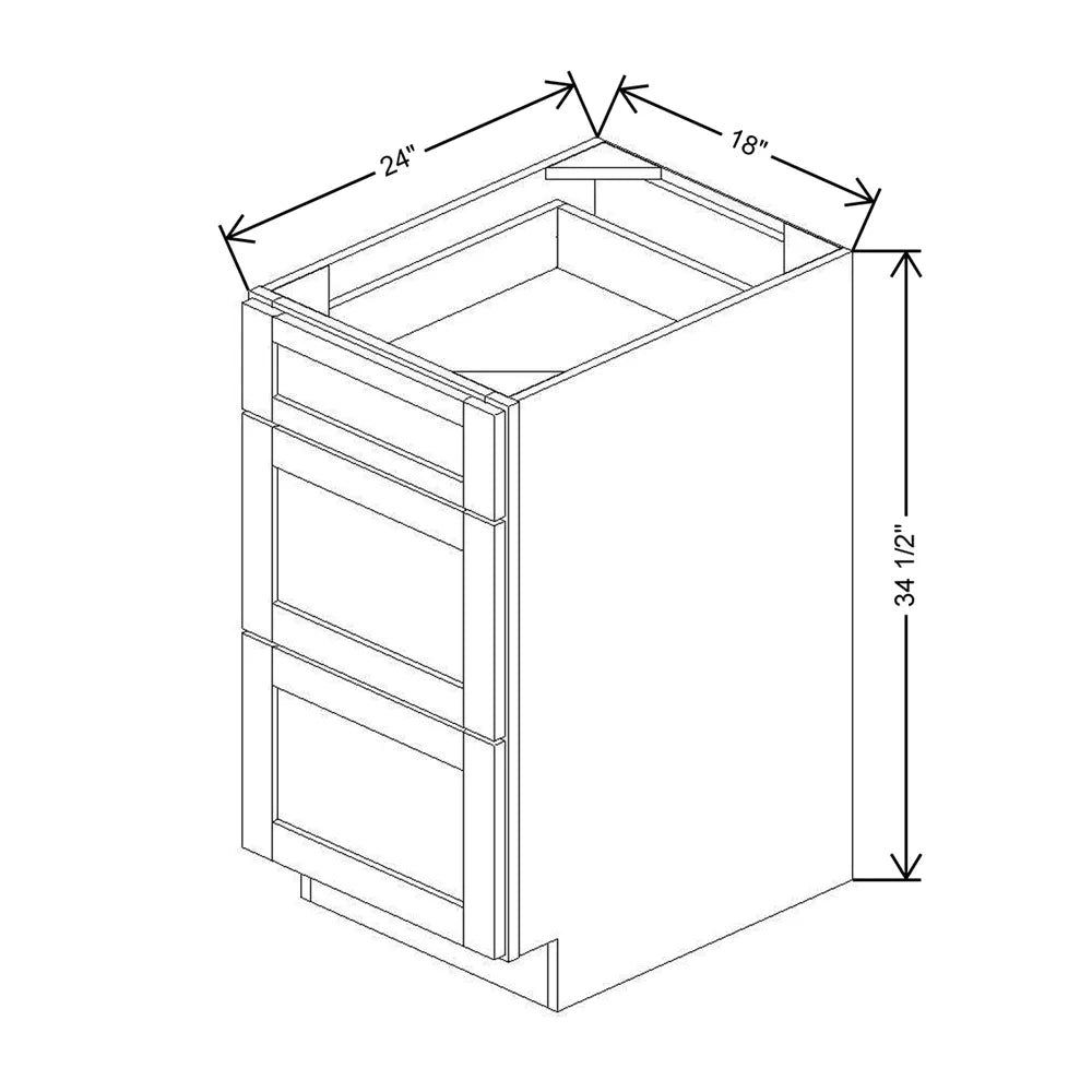 18" W 3 Drawer Base