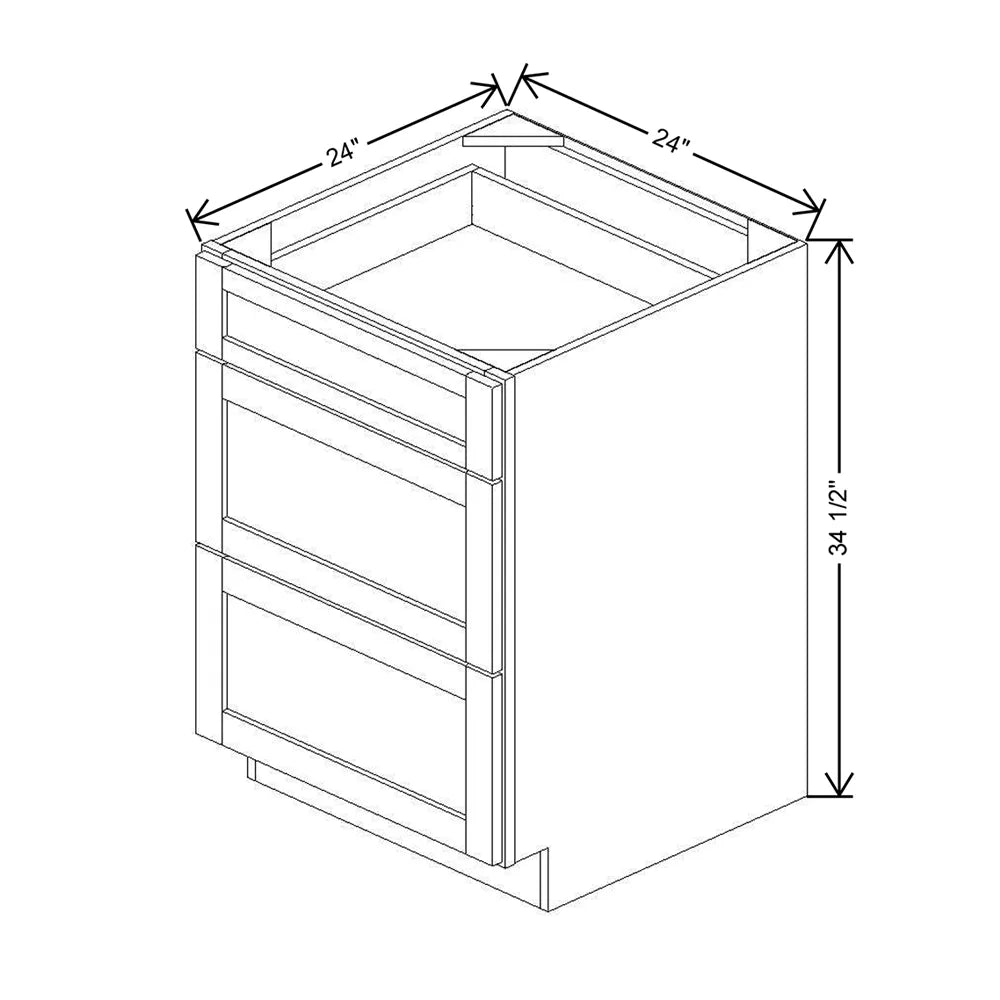 24" W 3 Drawer Base