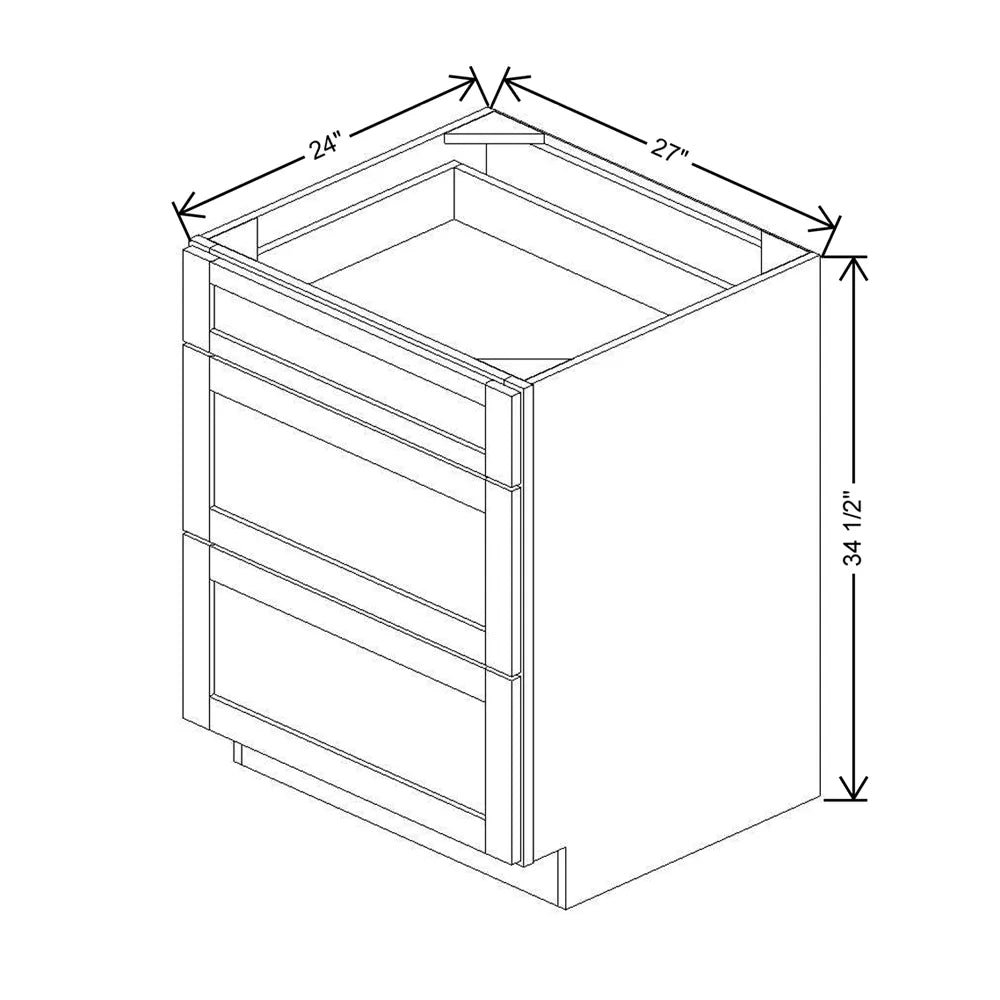 27" W 3 Drawer Base