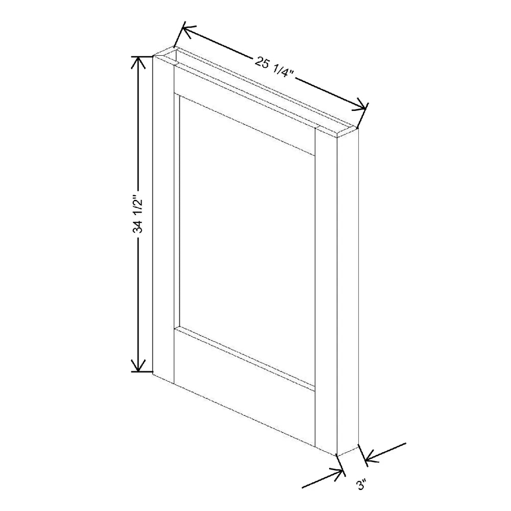 3" W X 34 1/2" H X 25 1/4" D Modern Island Side