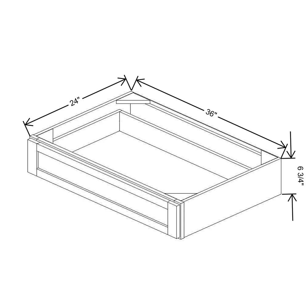 36" W X 6" H X 24" D Furniture Drawer