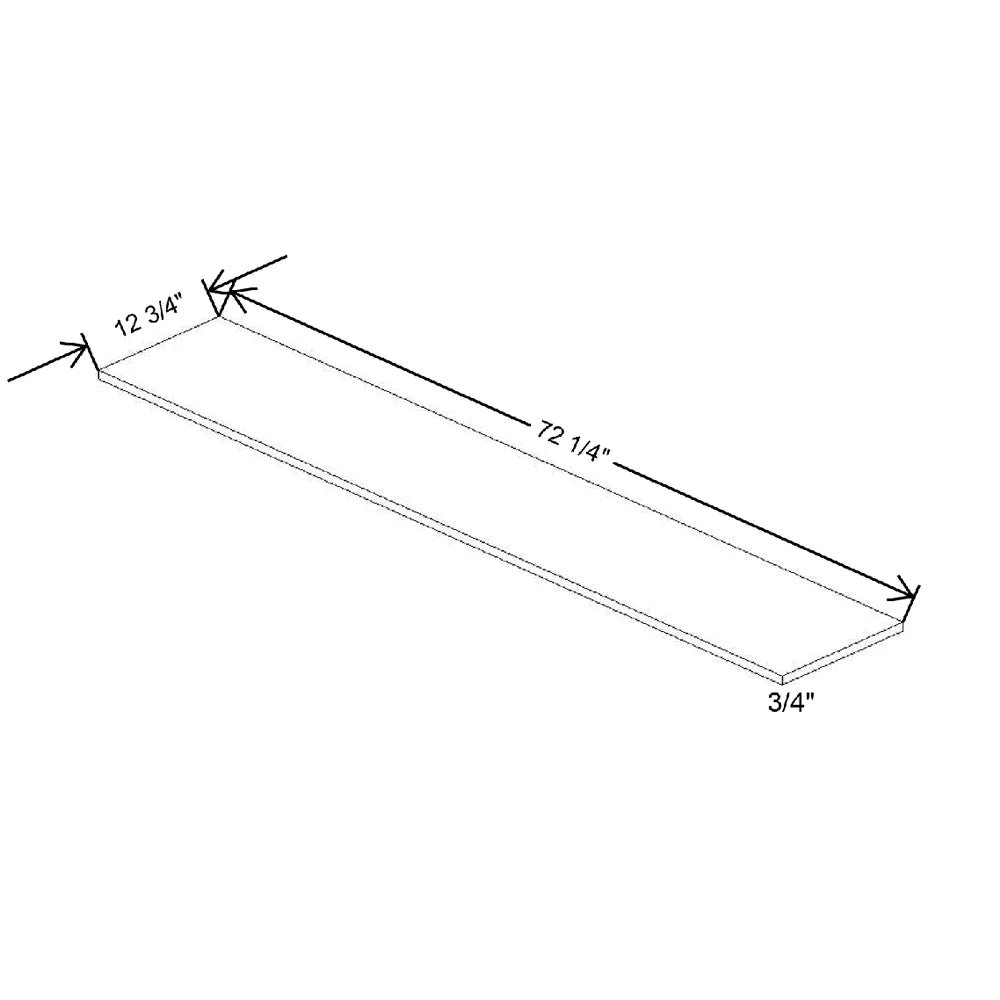72 1/4" W X 3/4" H X 12 3/4" D Finished Shelf