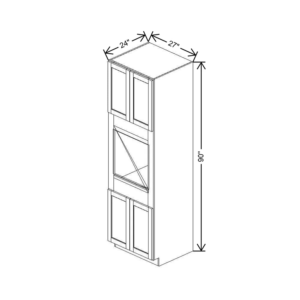 27" W X 90" H X 24" D Single Oven Cabinet - 4 BUTT Doors & BPPOKCC