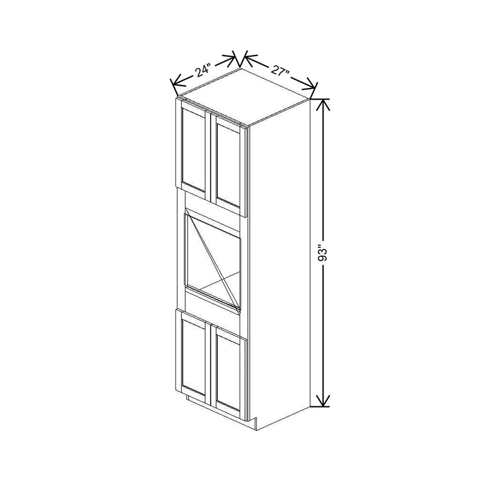 27" W X 93" H X 24" D Single Oven Cabinet - 4 BUTT Doors & BPPOKCC
