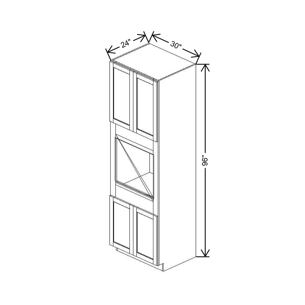 30" W X 96" H X 24" D Single Oven Cabinet - 4 BUTT Doors & BPPOKCC