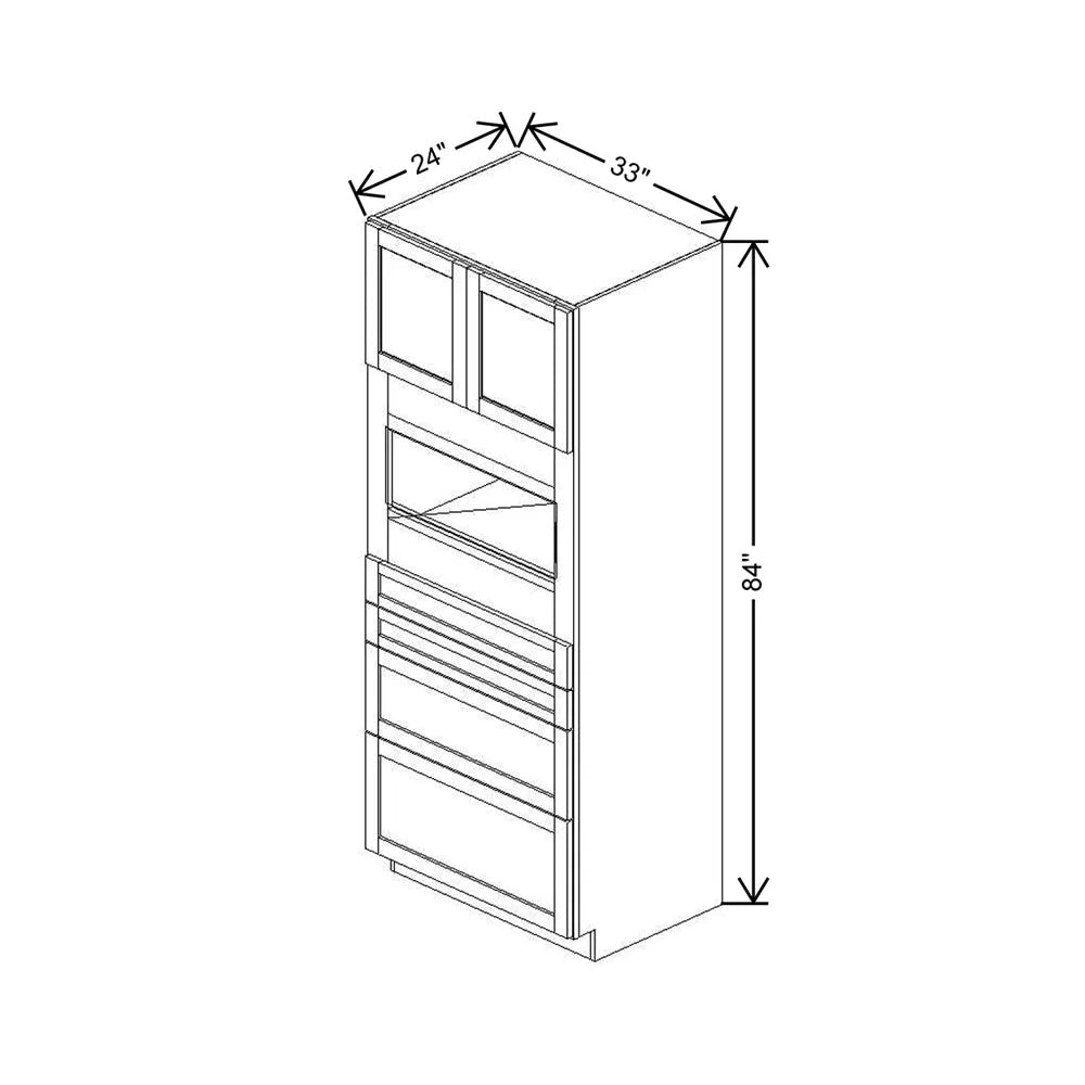 33" W X 84" H X 24" D Single Oven Cabinet - 2 BUTT Doors & 4 Drawers