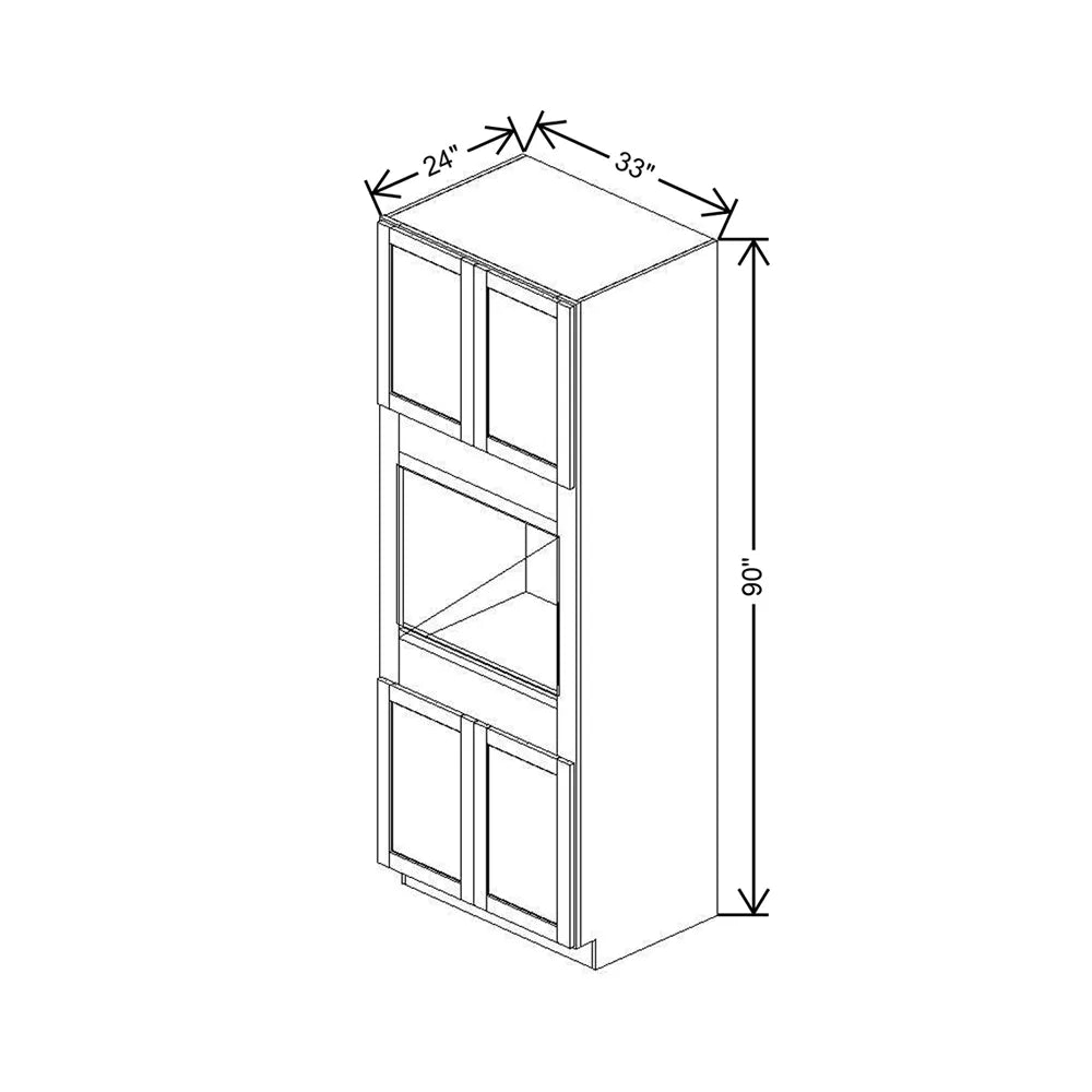 33" W X 90" H X 24" D Single Oven Cabinet - 4 BUTT Doors