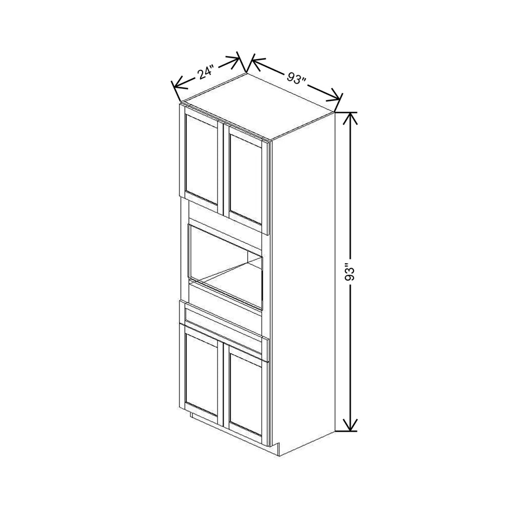 33" W X 93" H X 24" D Single Oven Cabinet - 4 BUTT Doors & 1 Drawer