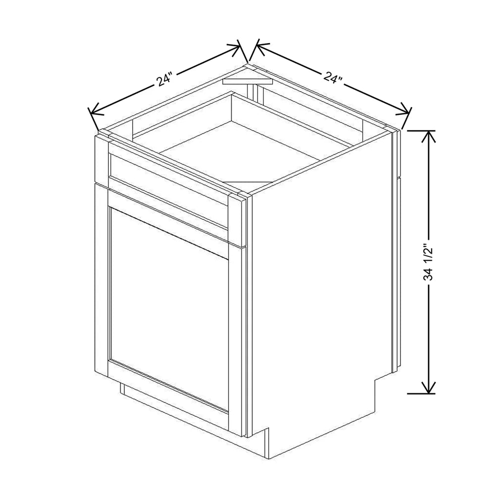 24" W Single Door Peninsula Base Cabinet