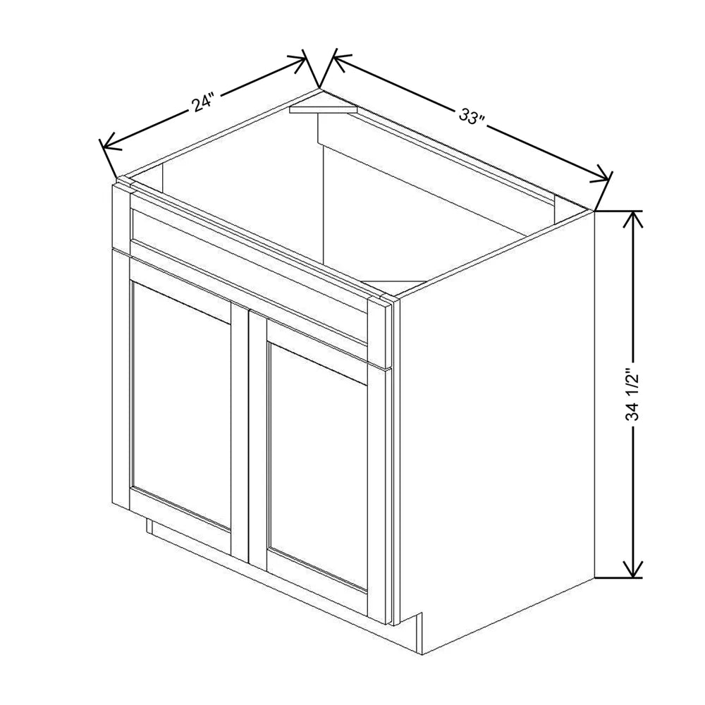 33" W Sink Base Cabinet With F/I Tilt-Out Trays