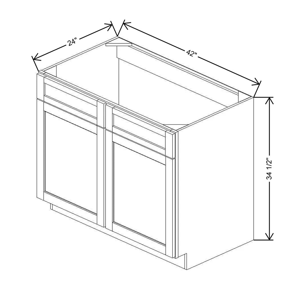42" W Sink Base Cabinet With F/I Tilt-Out Trays