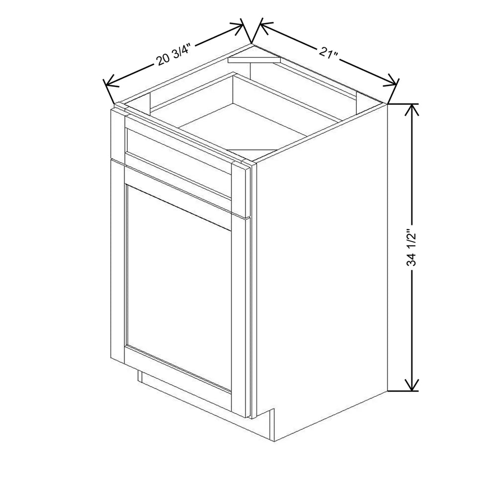 21" W X 34 1/2" H X 20 3/4" D Vanity Base