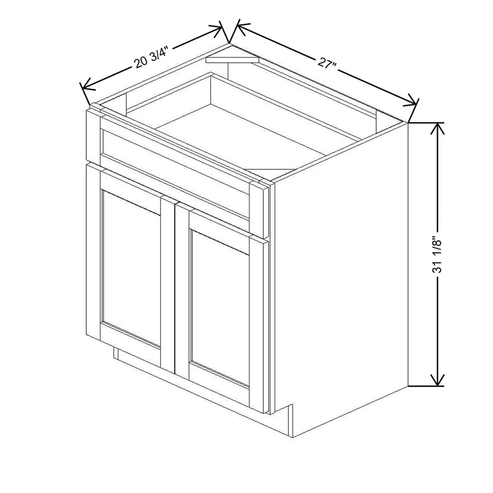 27" W X 31 1/8" H X 20 3/4" D Vanity Base