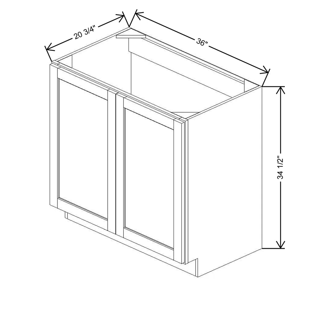 36" W X 34 1/2" H X 20 3/4" D Full Height Vanity Base