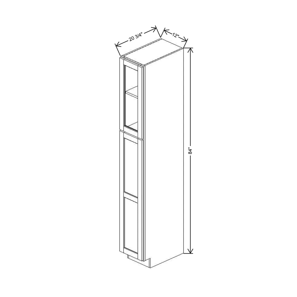 12" W X 84" H X 20 3/4" D Specialty Door Vanity Linen Cabinet With DROTCC Clear Glass