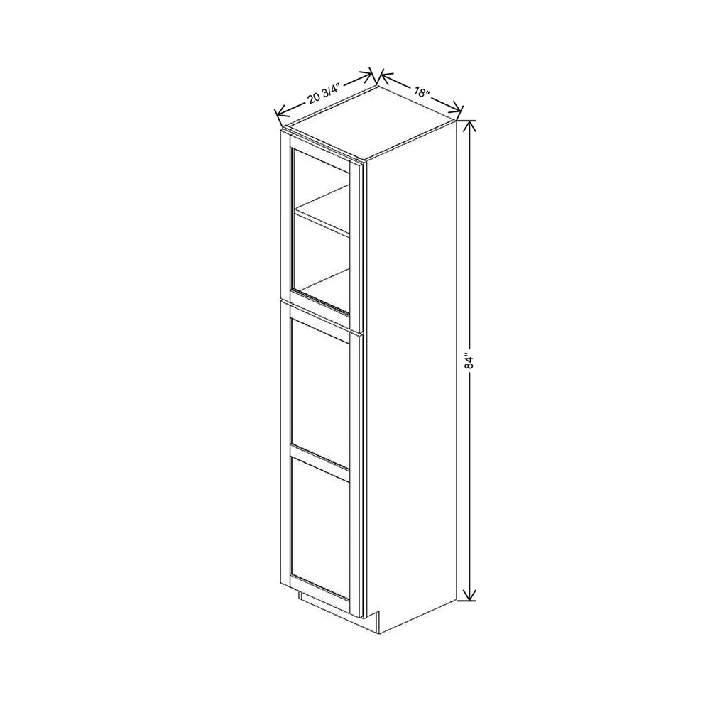 18" W X 84" H X 20 3/4" D Specialty Door Vanity Linen Cabinet With DROTCC Clear Glass