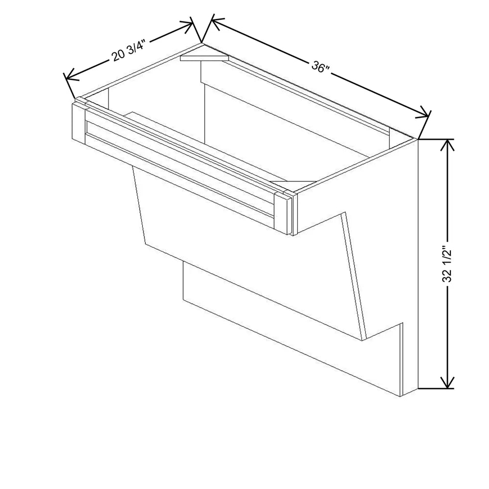 36" W X 32 1/2" H X 20 3/4" D Vanity Plumbing Skirt