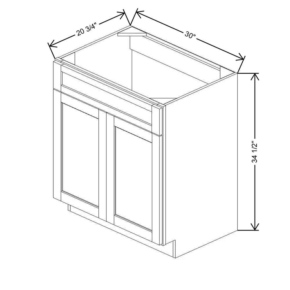 30" W X 34 1/2" H X 20 3/4" D Vanity Sink Base