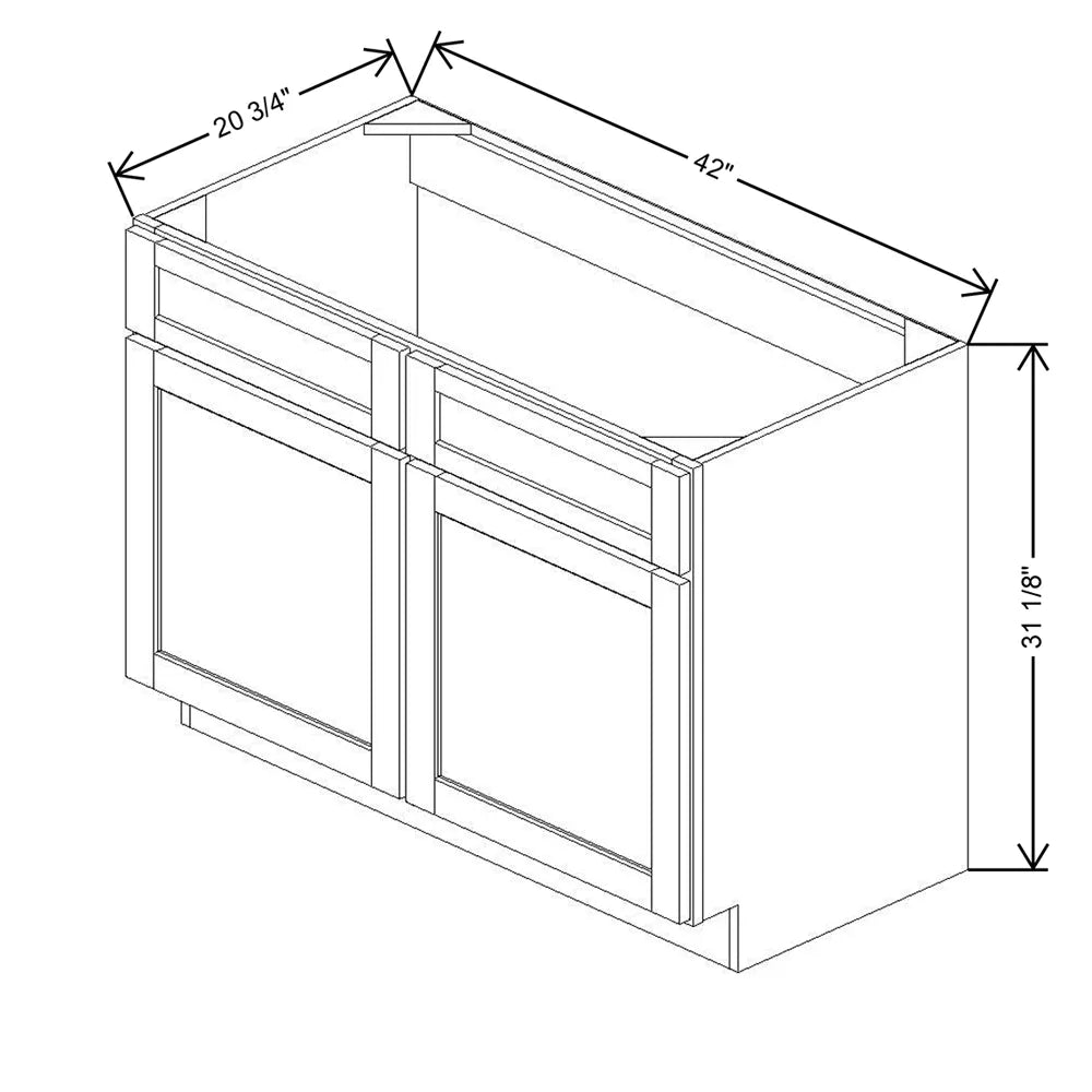 42" W X 31 1/8" H X 20 3/4" D Vanity Sink Base
