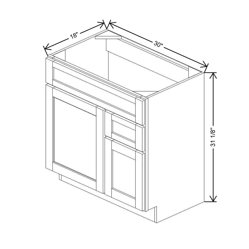 30" W X 31 1/8" H X 18" D Vanity Combo Sink Base