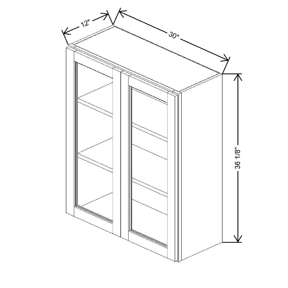 30" W X 36 1/8" H X 12" D Specialty Door Wall Cabinet Open Frame Door