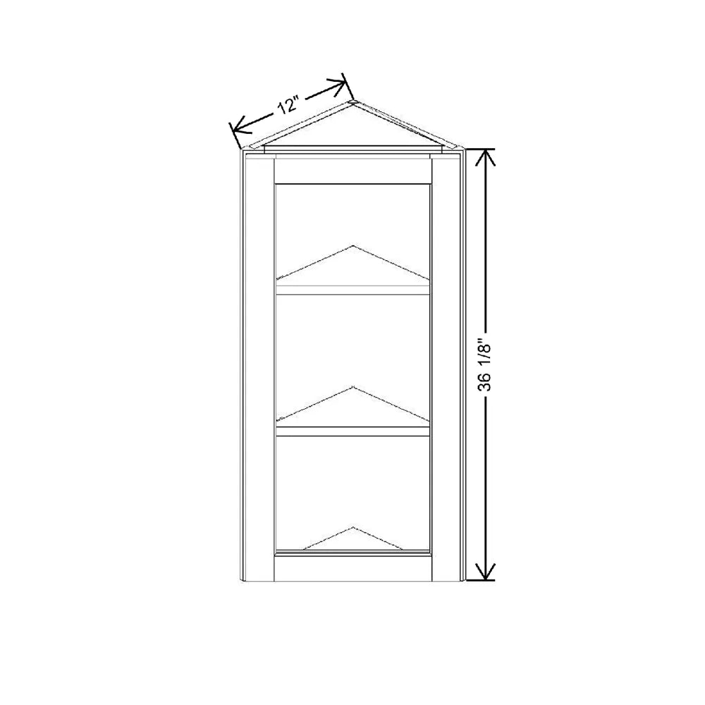 12" W X 36 1/8" H X 12" D Specialty Door Wall End Angle Cabinet Open Frame Door