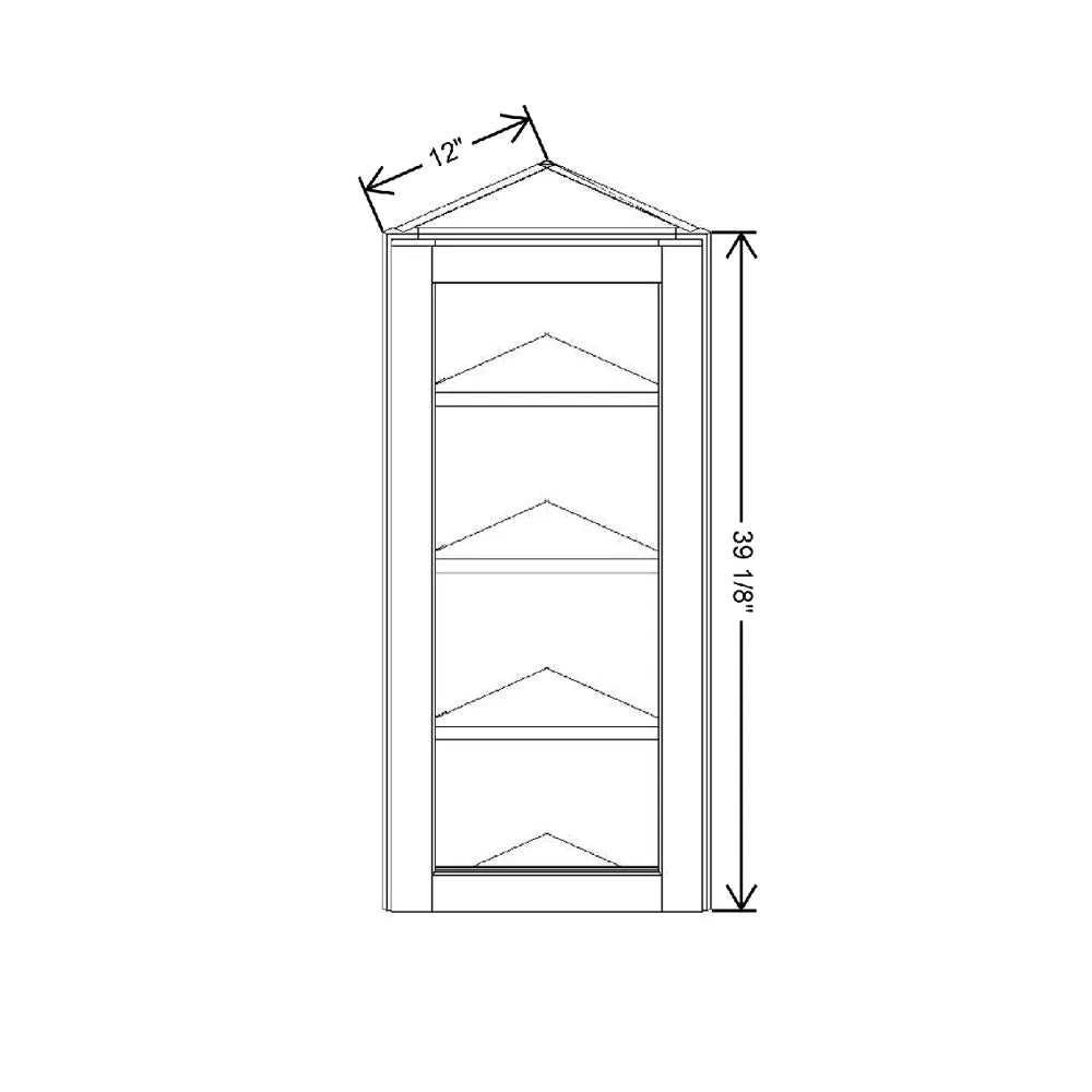 12" W X 39 1/8" H X 12" D Specialty Door Wall End Angle Cabinet Clear Glass