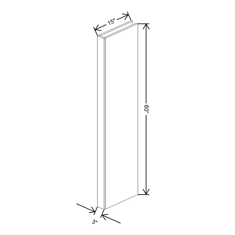 3" W X 60" H X 15" D Wall Plain Column Filler