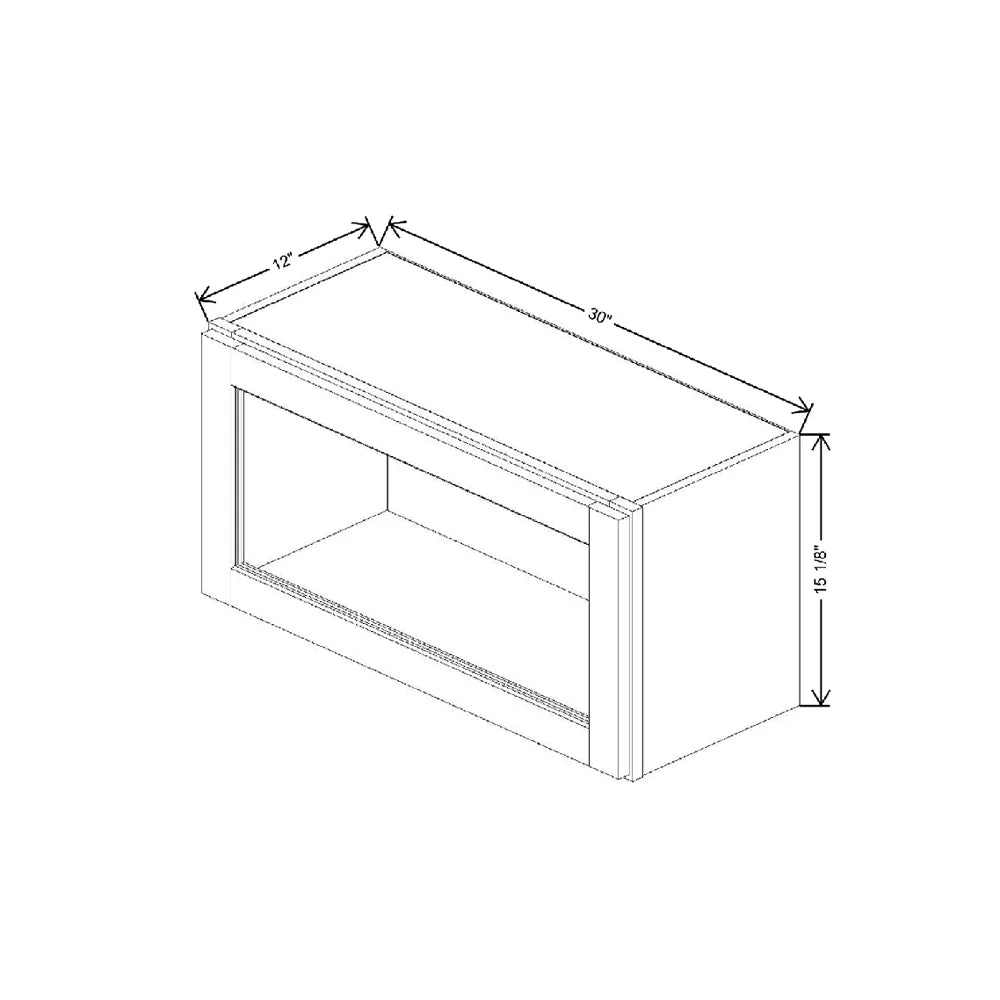 30" W X 15 1/8" H X 12" D Specialty Door Wall Top Hinge Cabinet Clear Glass
