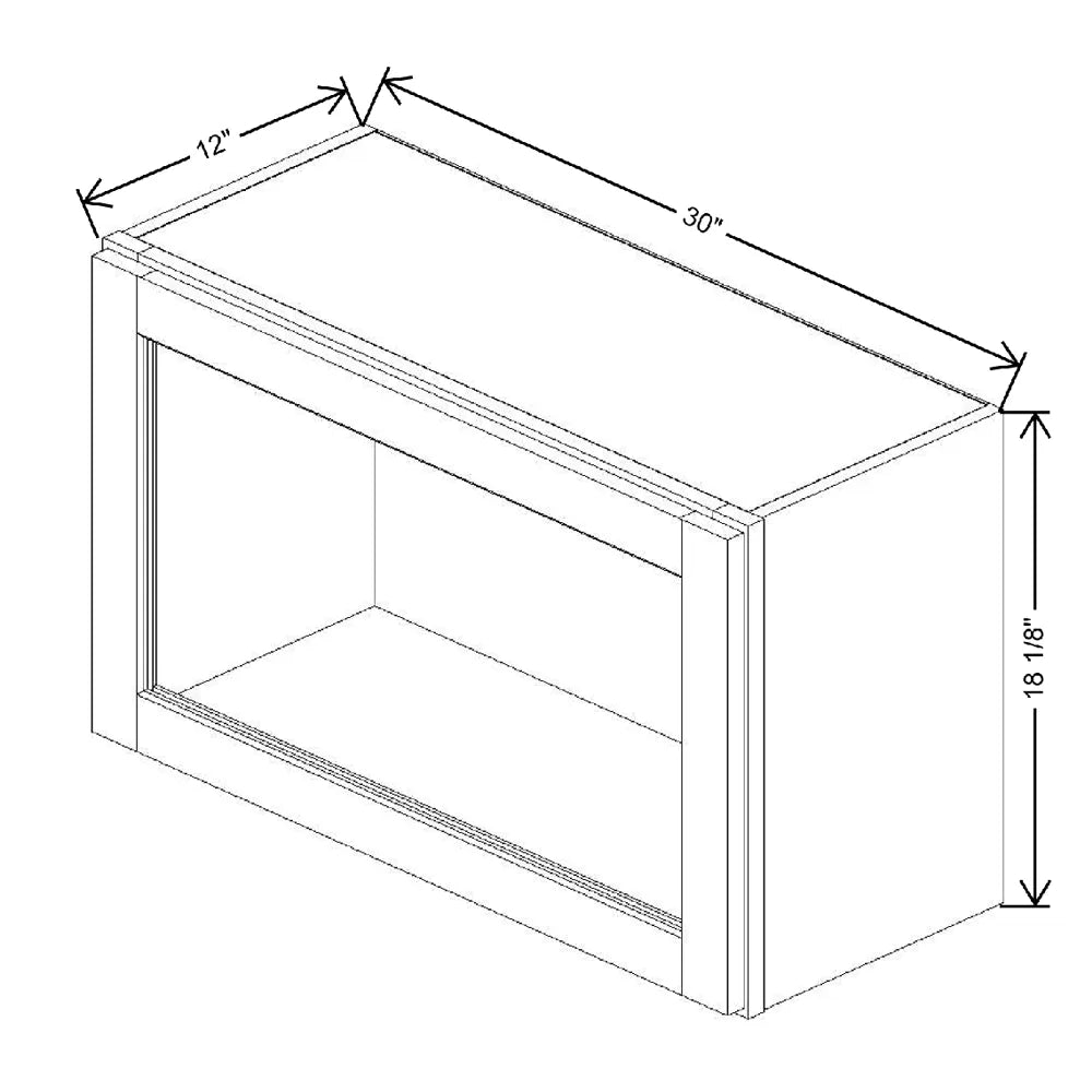 30" W X 18 1/8" H X 12" D Specialty Door Wall Top Hinge Cabinet Clear Glass