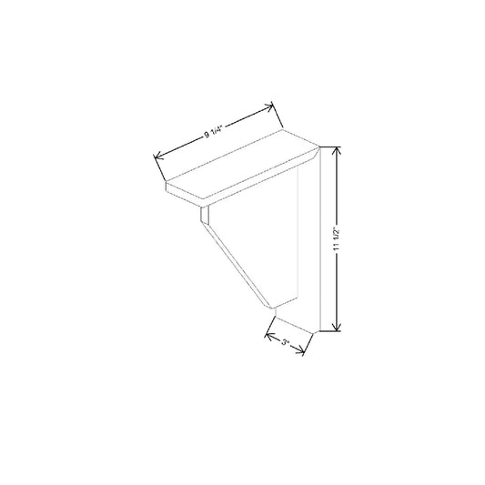 3" W X 11 1/2" H X 9 1/4" D Angled Corbel