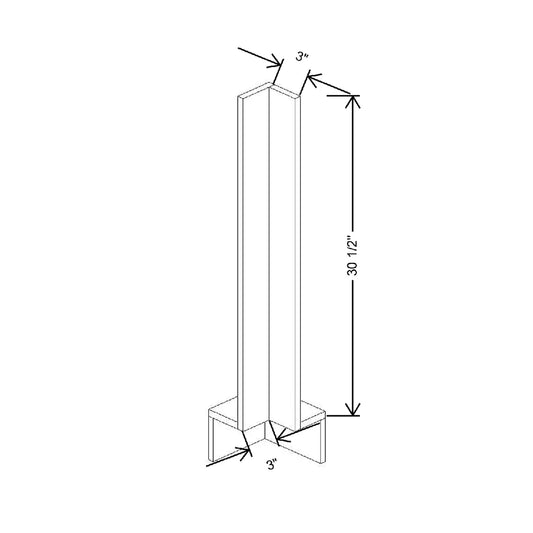 3" / 3" W X 30 1/2" H Base Corner Filer