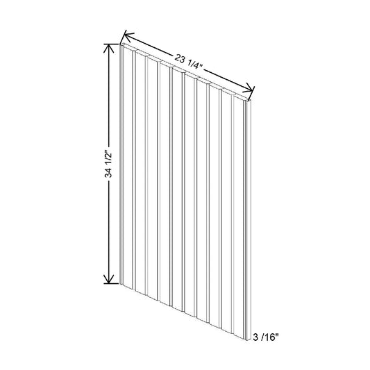3/16" W X 34 1/2" H X 23 1/4" D Grooved Base End Panel