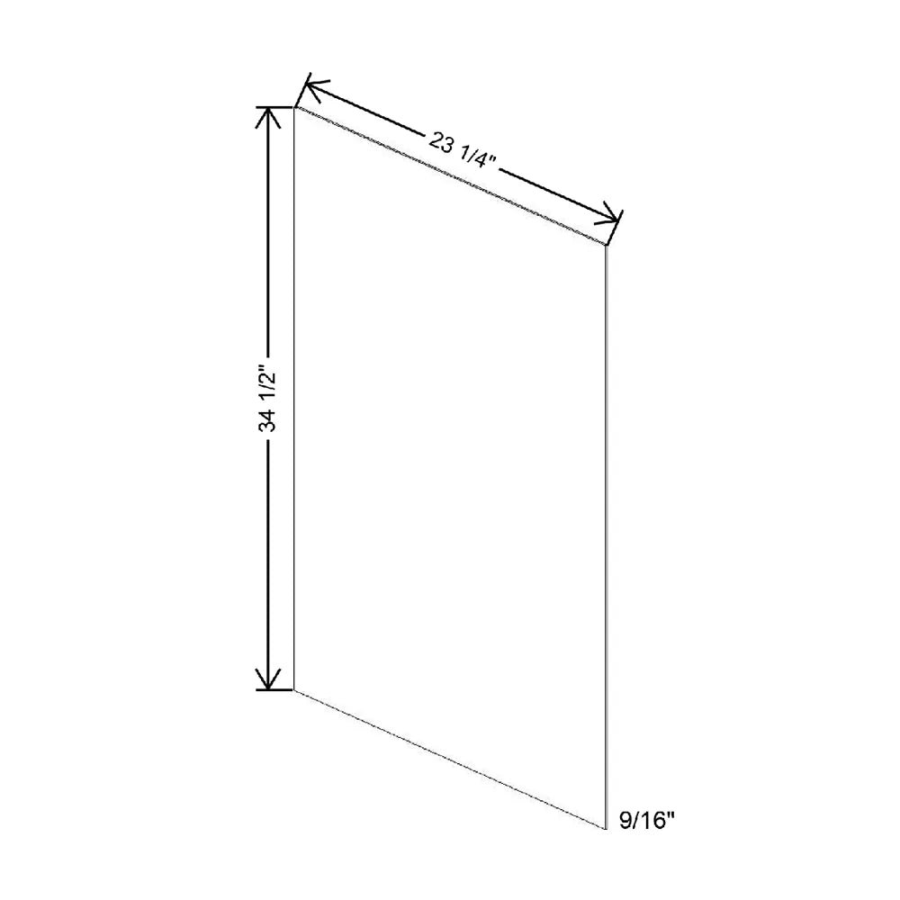 9/64" W X 34 1/2" H X 23 1/4" D Base End Panel