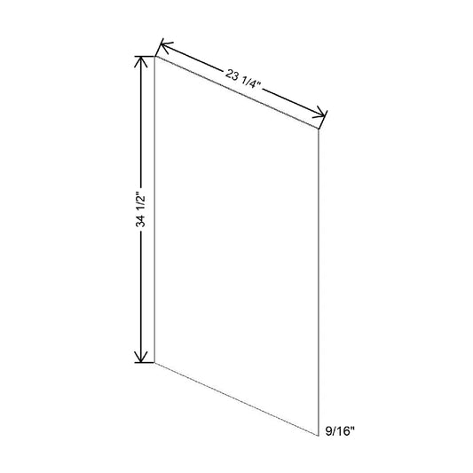 9/64" W X 34 1/2" H X 23 1/4" D Base End Panel