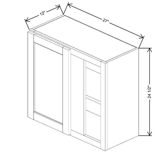 27" To 30" W X 24 1/2" H X 12" D Blind Wall Cabinet {F}