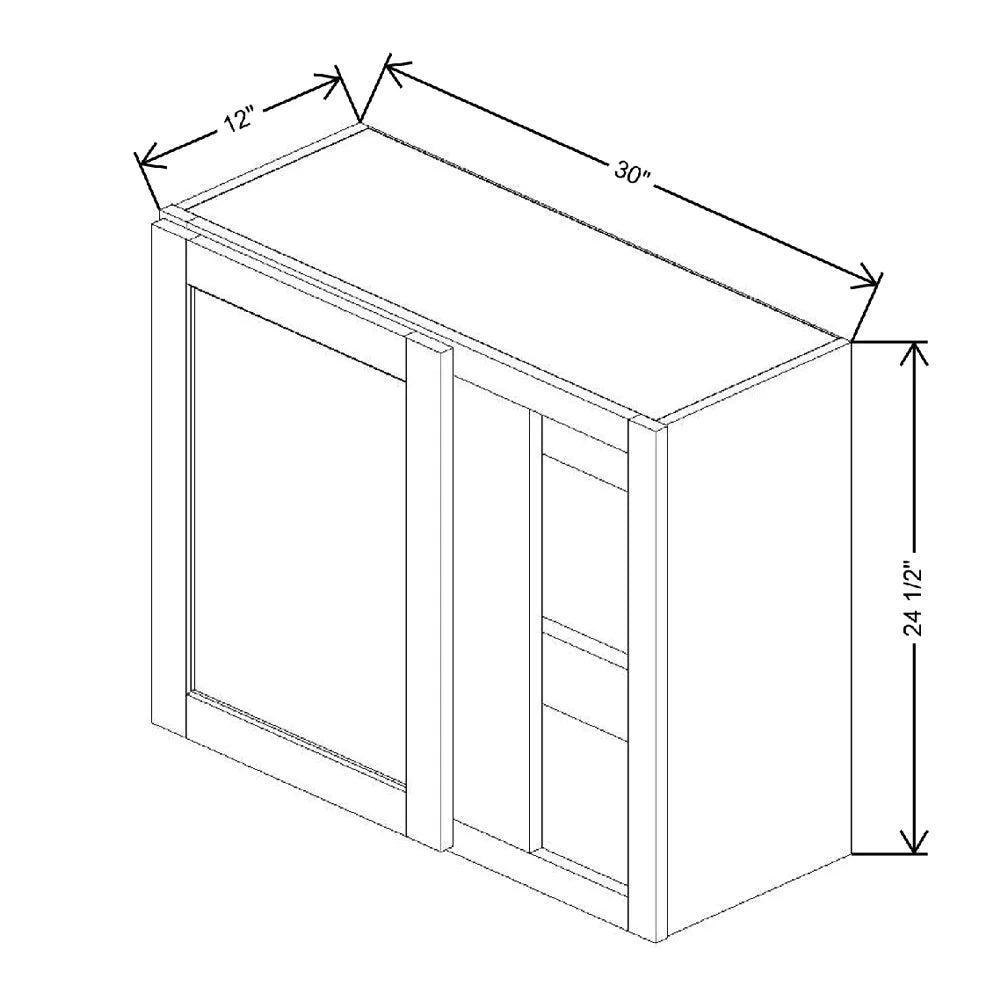 30" To 33" W X 24 1/2" H X 12" D Blind Wall Cabinet {S}