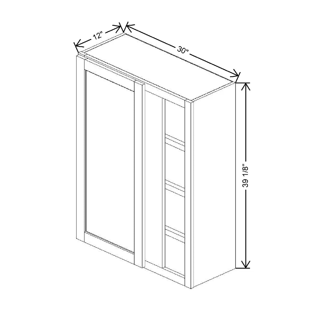 30" To 33" W X 39 1/8" H X 12" D Blind Wall Cabinet {S}