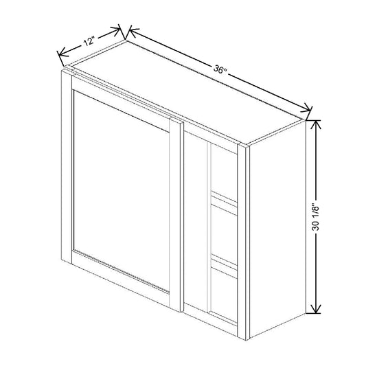 36" To 39" W X 30 1/8" H X 12" D Single Door Blind Wall Cabinet {S}